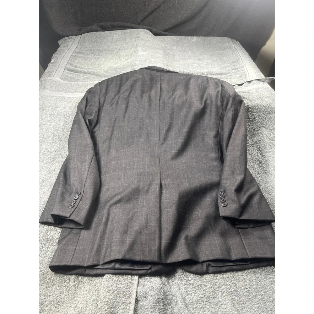 Jos A Bank‎ Men's Charcoal Gray Plaid Wool Blazer Suit Jacket 46R